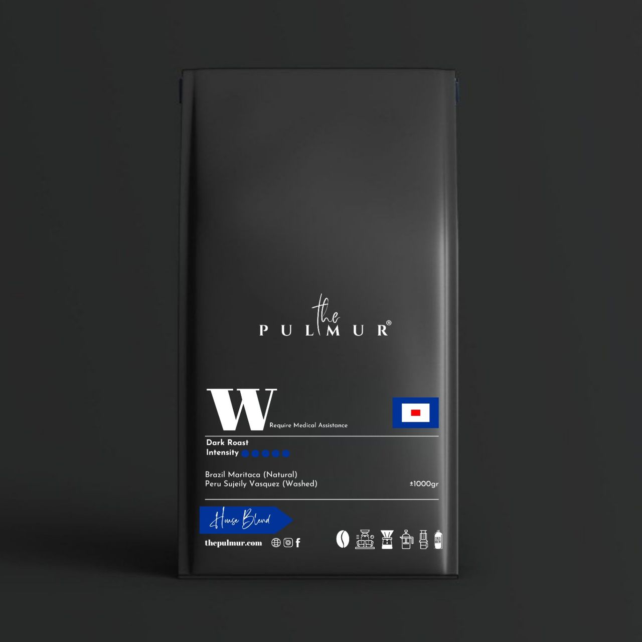 PULMUR .w Dark Roast Coffee - Brazil Maritaca Natural and Peru Sujelly Vasquez Washed blend